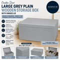 Creative Deco Large Grey Plain Wooden Storage Box Lid 30x20x14cm