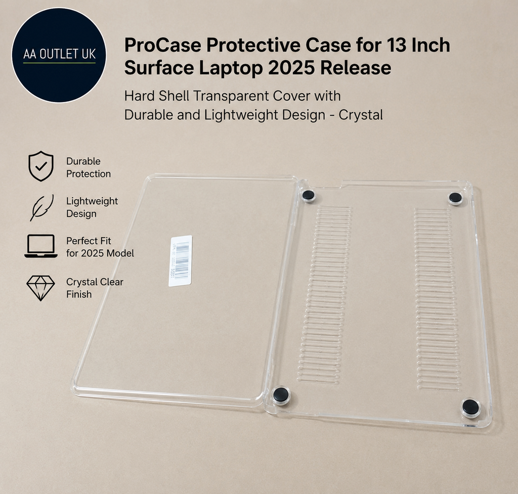 ProCase Protective Case 13in Surface Laptop 2025 Release Hard Shell Crystal