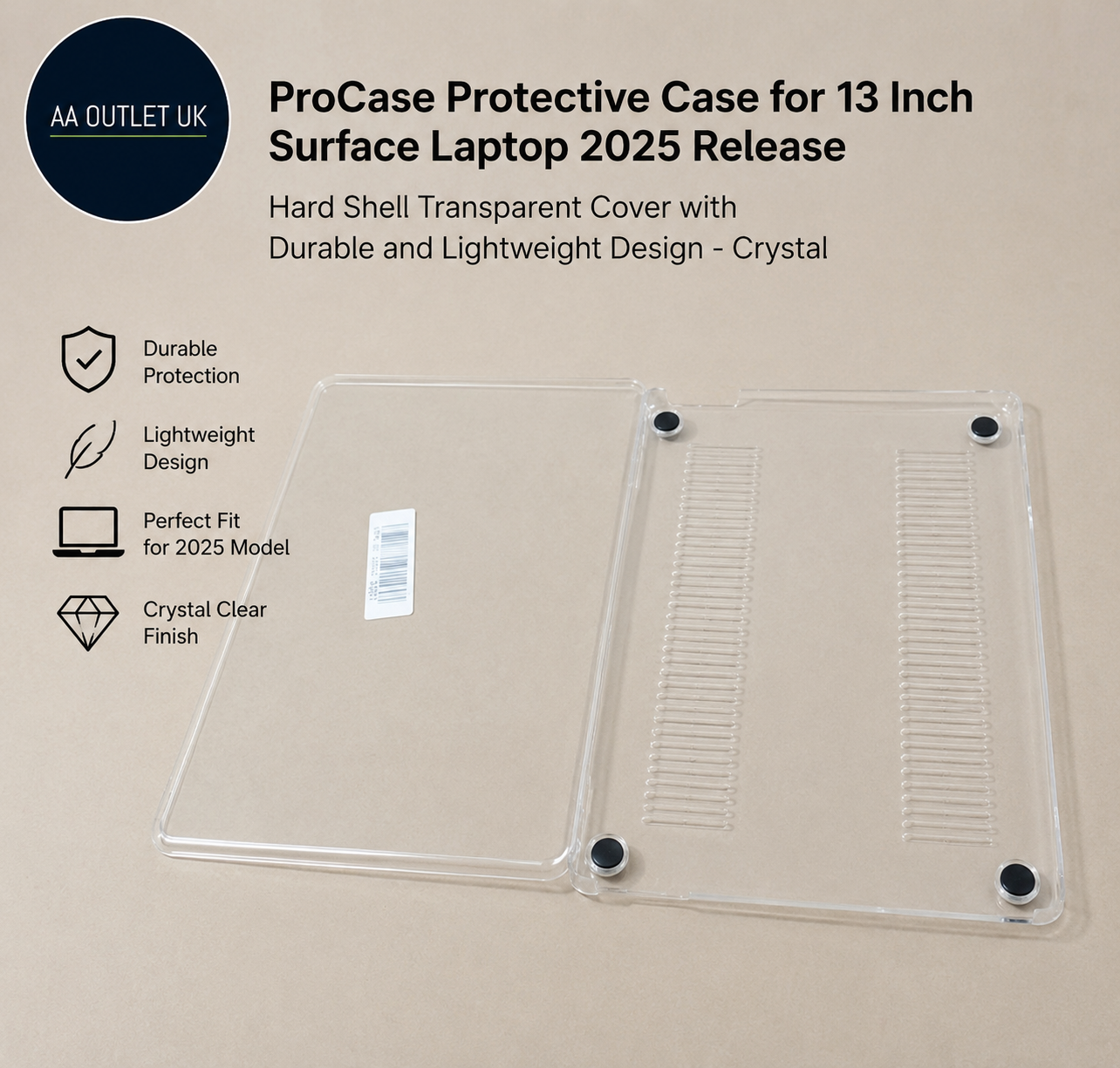 ProCase Protective Case 13in Surface Laptop 2025 Release Hard Shell Crystal