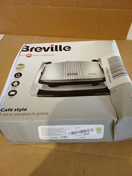 Breville Sandwich Panini Press Toastie Maker 3 Slice Stainless Steel VST025