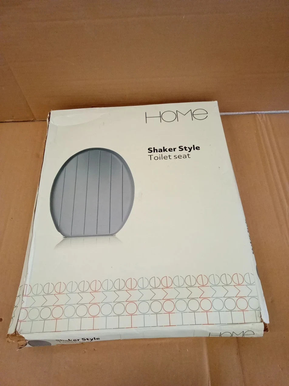Home Tongue & Groove Style Toilet Seat Adjustable Hinges Grey 45x37.3x5.3cm