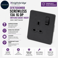 Knightsbridge SFR7000MBB Screwless 13A 1G DP Switched Socket Insert 230V
