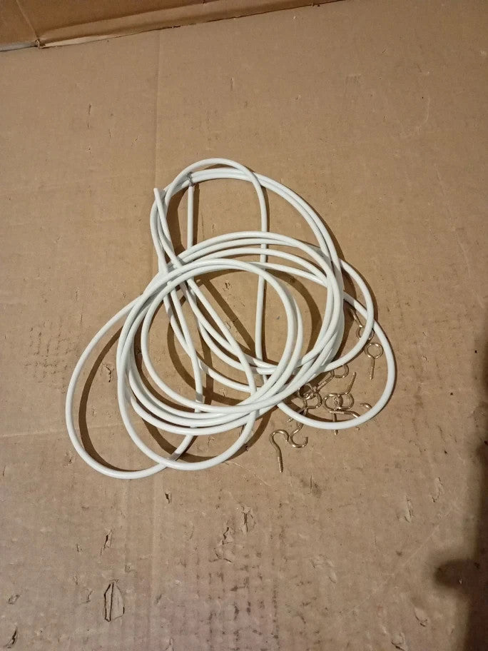 Divchi Net Curtain Wire And Hooks Set 4 Meter Curtain Kit With 10 Hooks New