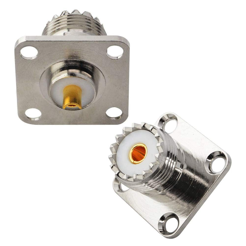 Boobrie SO239 Connector UHF Female SO 239 4 Hole Chassis Mount 2pc New