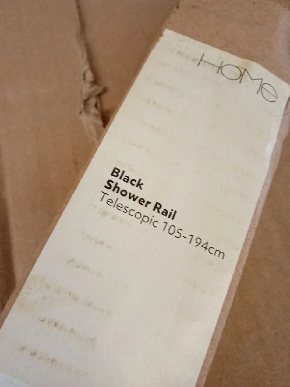 HomeTelescopic Shower Rail Black 1020x41cm Extends 105cm To 194cm