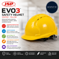 JSP EVO3 Safety Helmet Hard Hat Vented Yellow Slip Ratchet Adjustment EN397