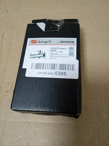 Ibergrif M22005B Two Outlet Angle Valve 1/2 3/8in Chrome Silver