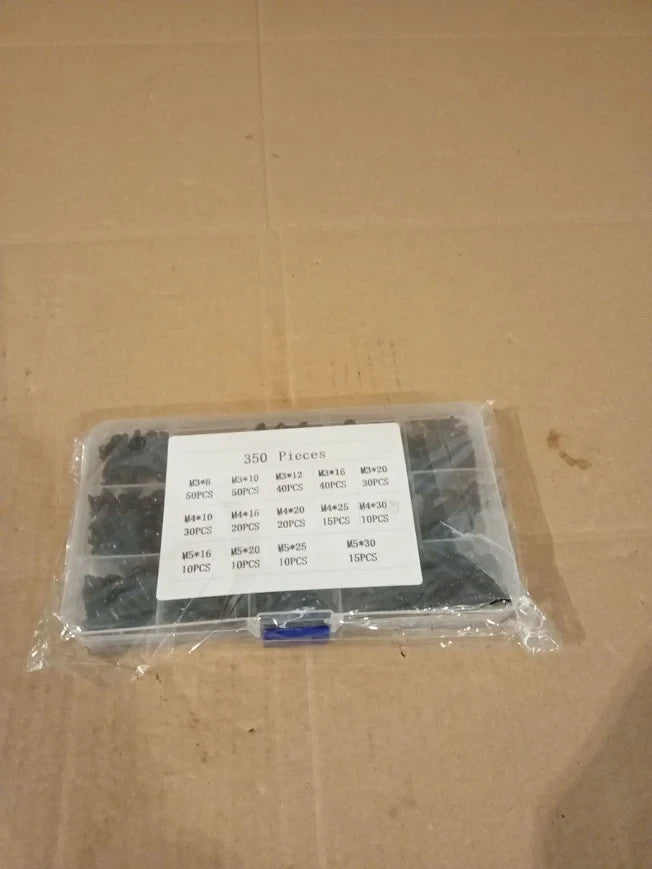 350pcs Black Self Tapping Screws Set M3 M4 M5 Hex Socket Pan Head Wood