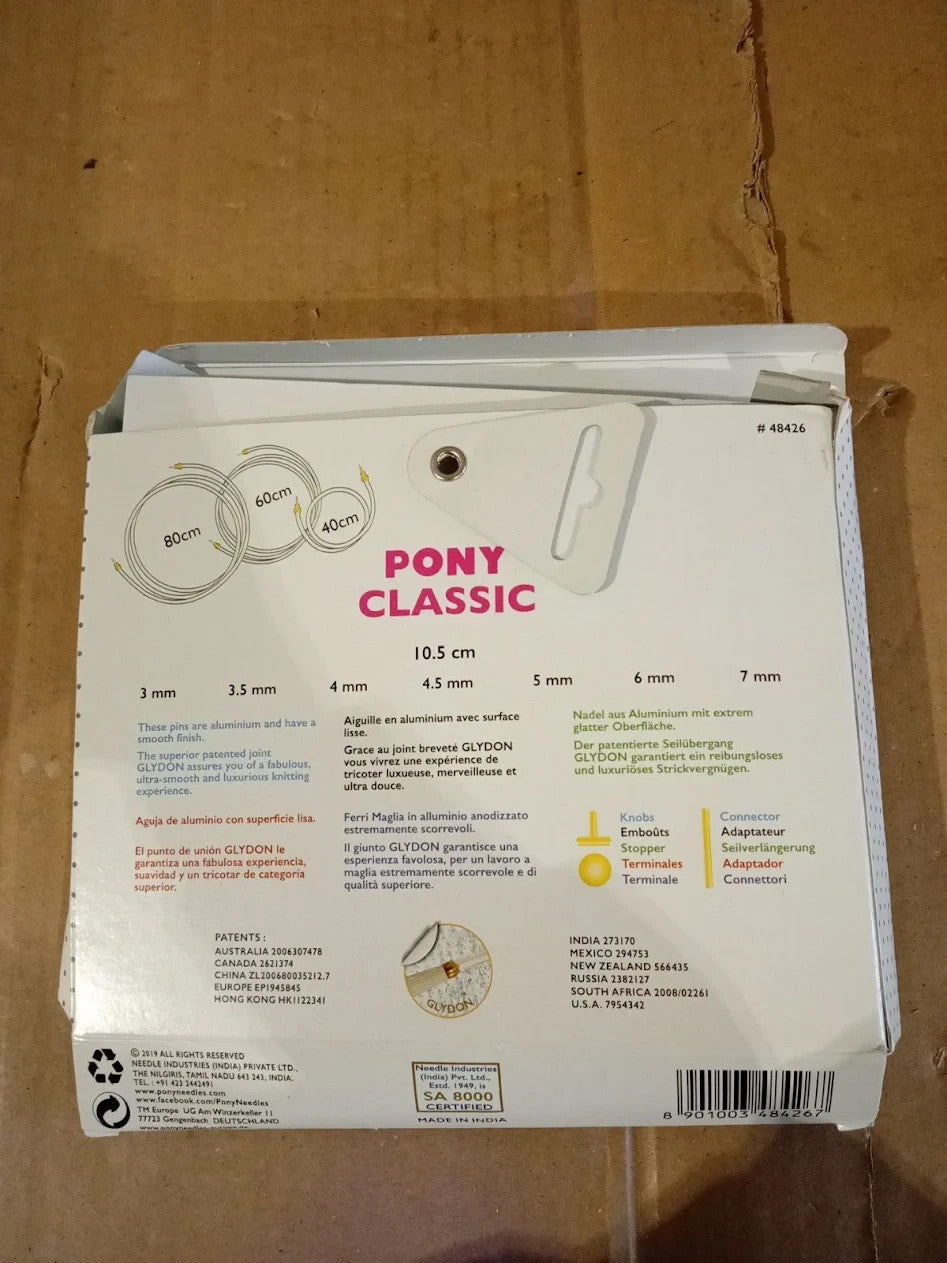 Pony Classic Interchangeable Knitting Needle Set 10.5cm 3.00mm To 7.00mm New