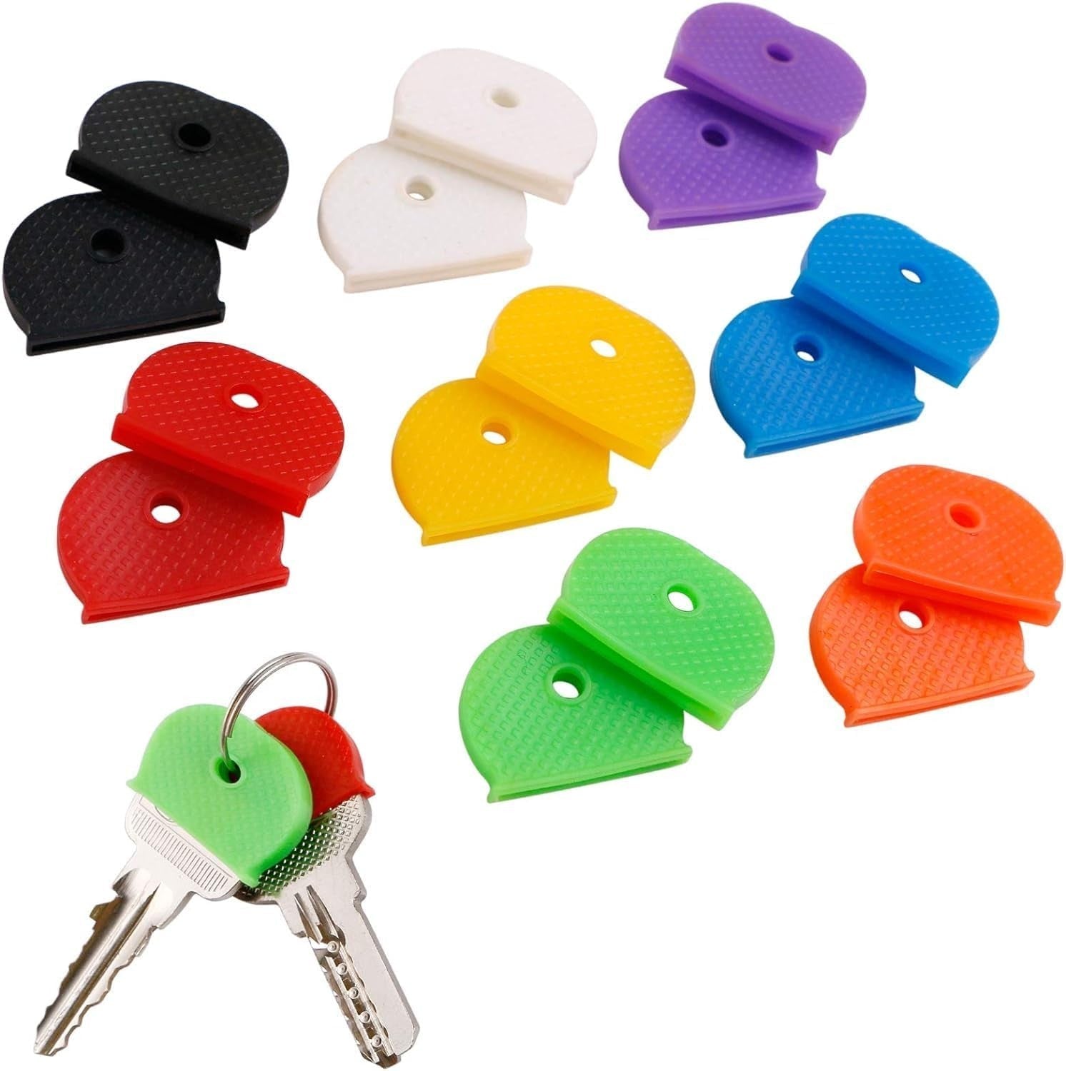 LGT Key Caps Covers Colour Code Silicone 16 Pieces Rubber Keyring Identifier New