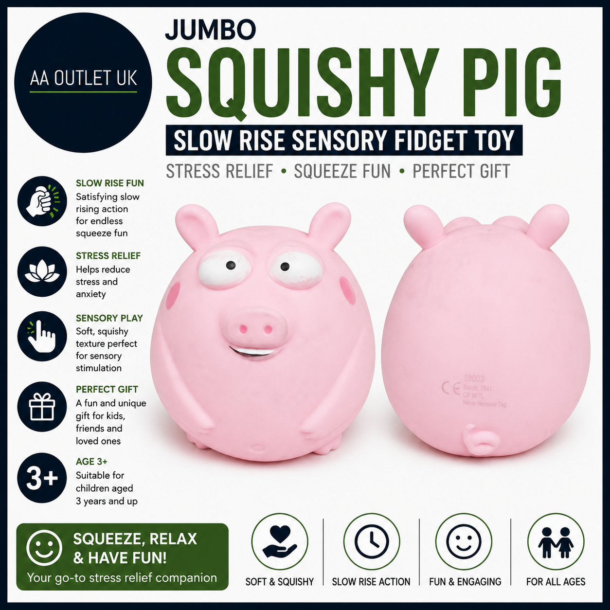 Jumbo Squishy Pig Slow Rise Sensory Fidget Toy 13cm Stress Relief Squeeze Gift