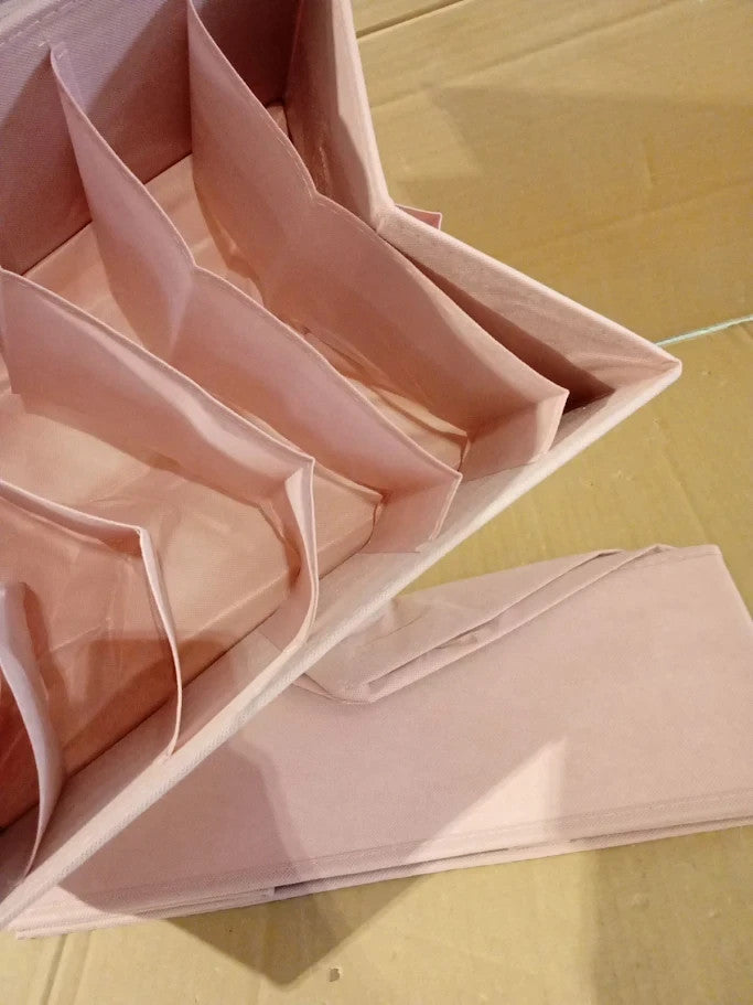 Songmics Set 2 Drawer Organisers 6 Compartment Closet 42x30x17cm Pastel Pink New