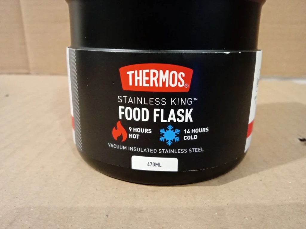 Thermos Stainless King Matt Black Food Flask 470ml 9h Hot  14h Cold Thermal