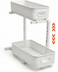 Under Sink Storage Organiser 2Tier Heavy Duty 30KG Pull Out Shelf White