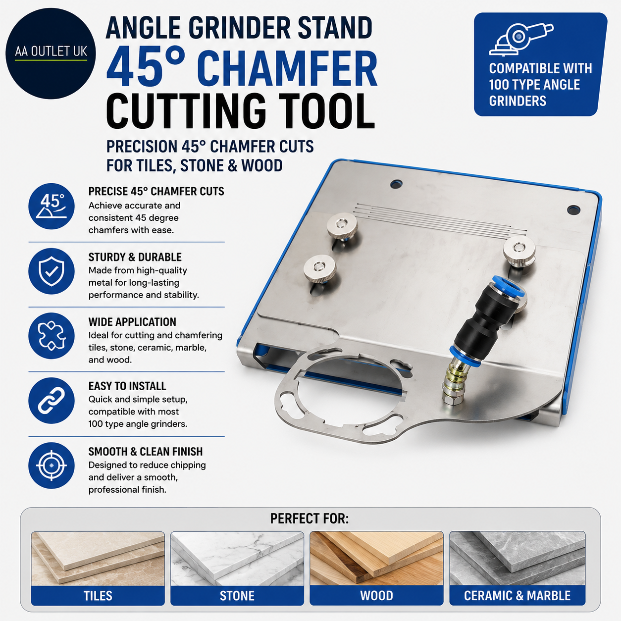 Angle Grinder Stand Tile 45° Chamfer Cutting 45 Degree Cutting Tool
