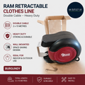 Ram Retractable Clothes Line With Double Cable Heavy Duty Wall Mounted 2x15m