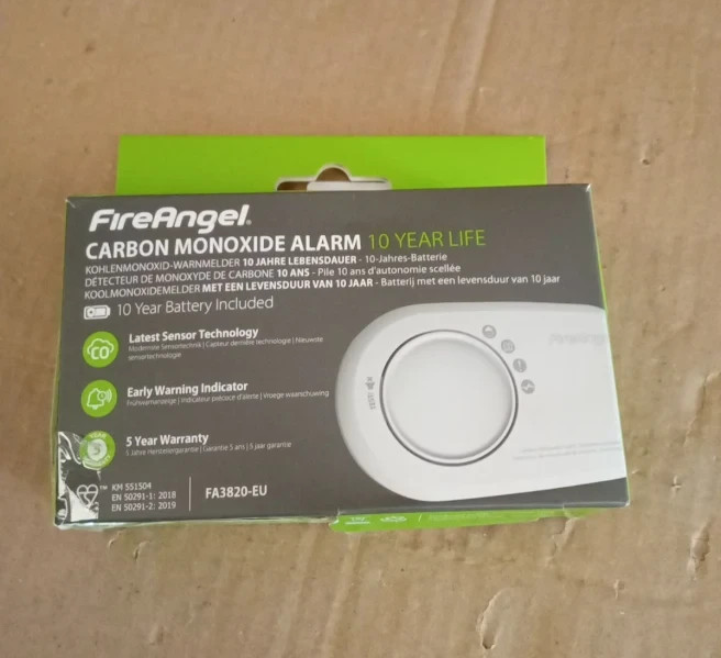 FireAngel FA3820 Carbon Monoxide Detector Portable White Durable Design New