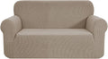 SAMSTEX Stylish Sofa Cover High Stretch 1 Piece Slipcovers 2 Seater Taupe
