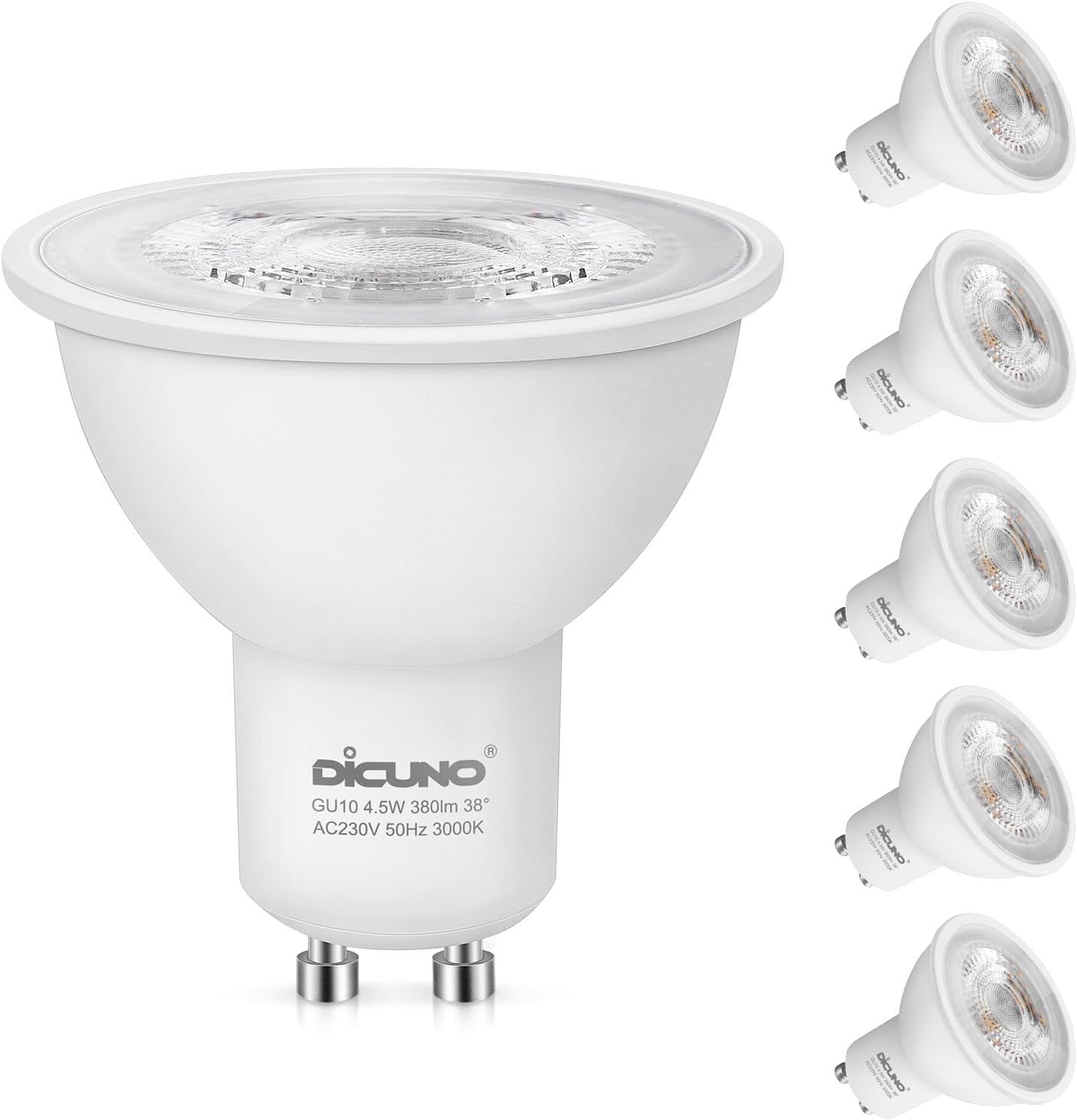 Dicuno GU10 LED Bulbs Warm White 3000K 4.5W 380LM Energy Saving Light New