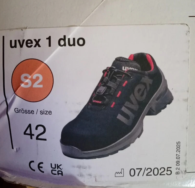 Uvex 1 Duo Low Safety Shoes S2 Black Red Lightweight Flexible Size UK/EU 42