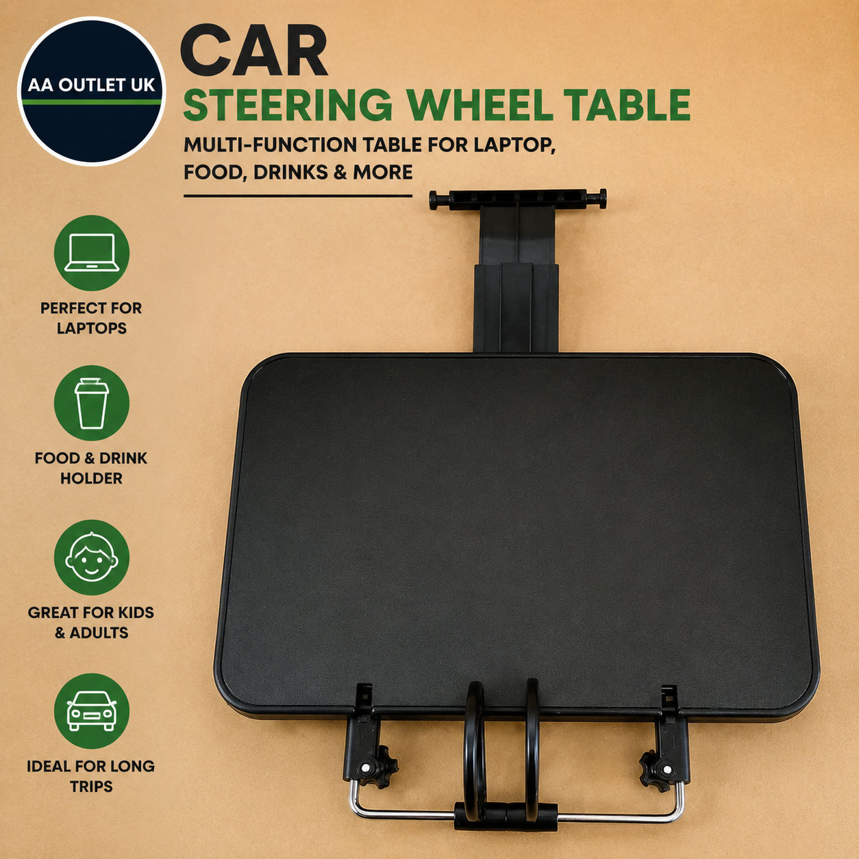 Car Steering Wheel Table Multi Function Table Laptop Travel Tray Accessories