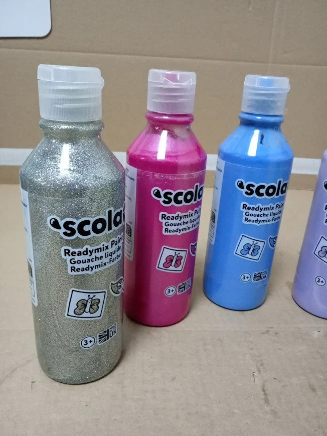 Scola Readymix Water Based Tempera Paint 6 Assorted Unicorn Colours 300ml New