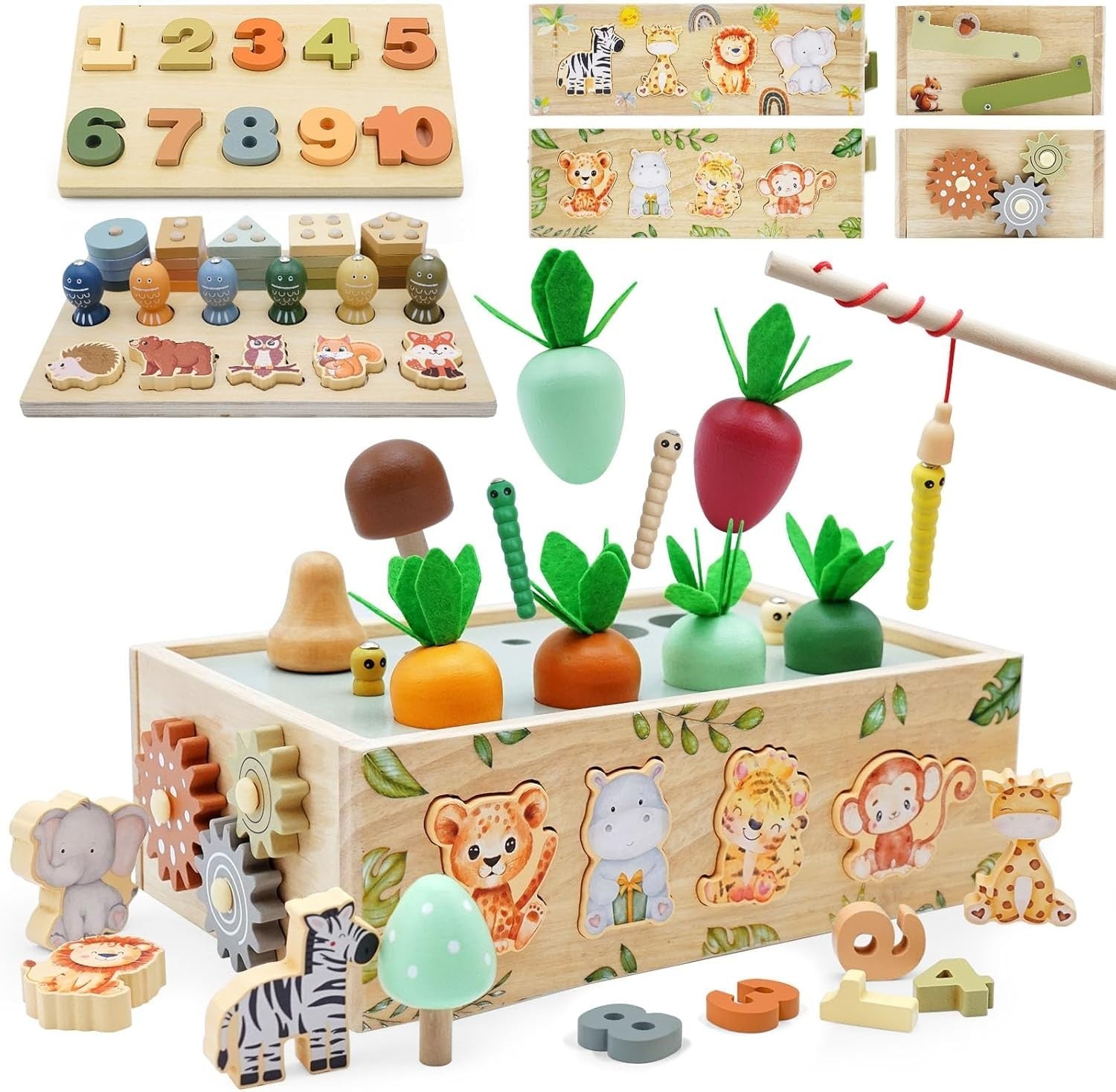 Almaxi Wooden Toys 9In1 Safari Montessori 1st birthday gifts Boys Girls 1+ New