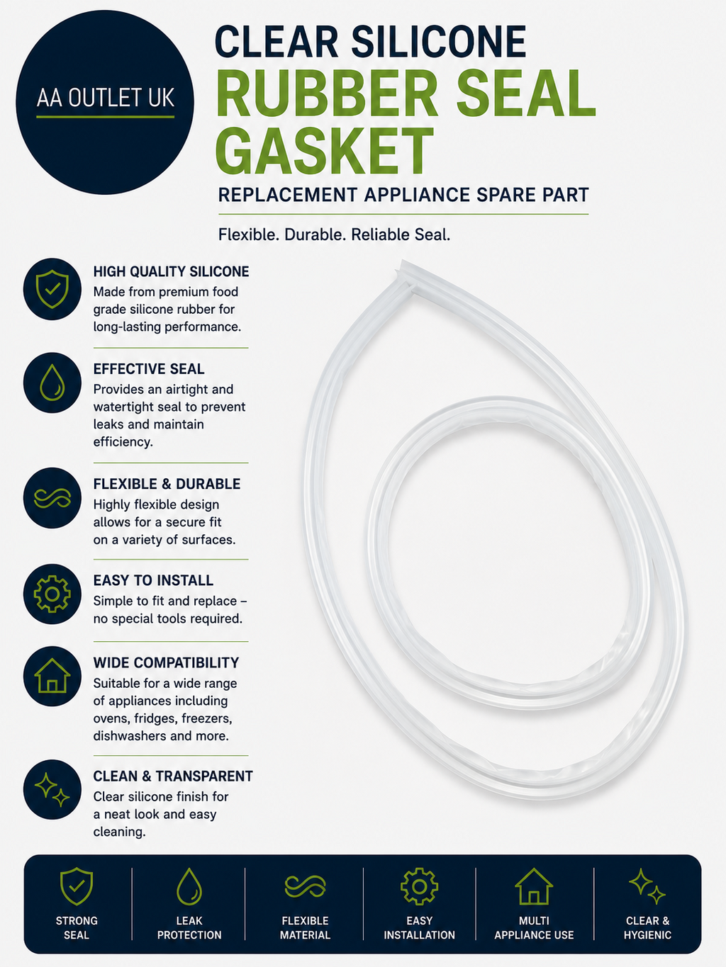 Clear Silicone Rubber Seal Gasket Replacement Appliance Spare Part Flexible New
