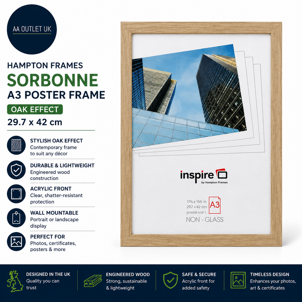 Hampton Frames Poster Sorbonne A3 Oak Effect 29.7x42cm Engineered Wood