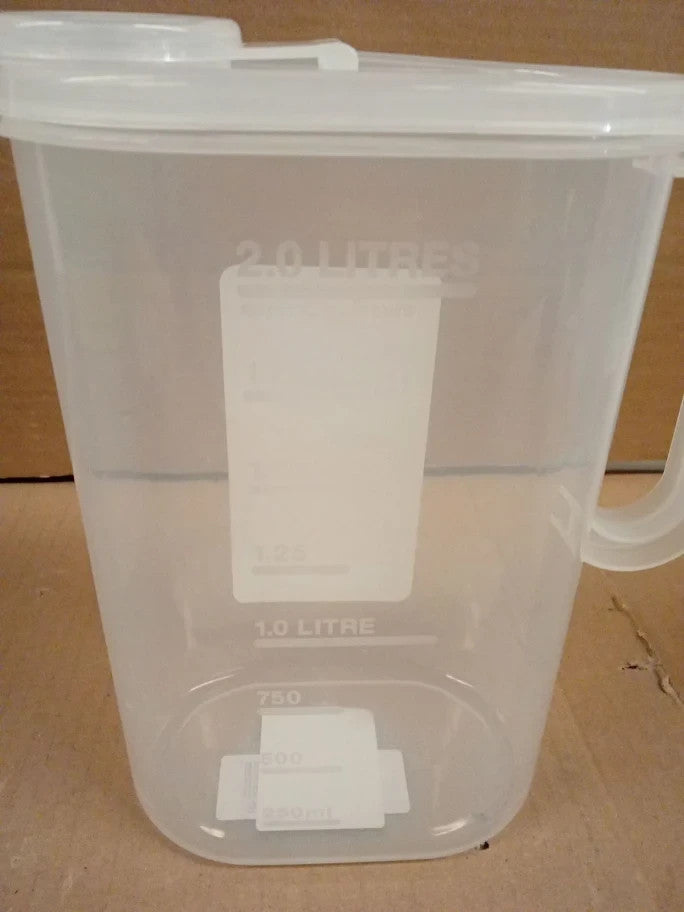 Decor Tellfresh 2L Water Jug Pop Open Lid Airtight Container Transparent New