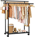 Sakugi Clothes Rail Double Rod Rack Fixed Extension Universal 98x42x150cm New