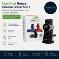 NutriChef Rotary Cheese Grater 5 In 1 Manual Vegetable Slicer Cheese Shredder