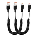 GELRHONR 2 Pack Micro USB Coiled Charging Cable Support Data Transfer Black New