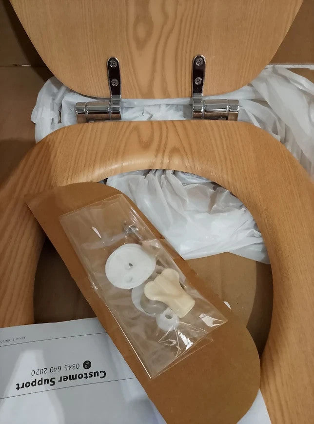 Argos Home Moulded Wood Toilet Seat Natural Slow Close 45.6x37.4x5cm New