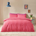 Sassy B Stripe Tease Reversible Double Duvet Cover Set With Pillowcases Red New