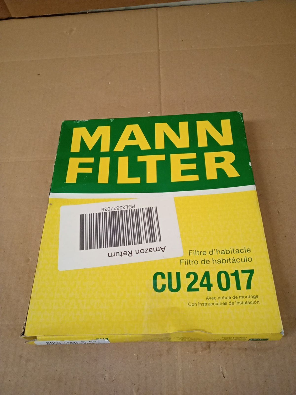 MANN FILTER CU 24 017 Cabin Air Filter  Cars + Transporters 24x20.8x2.8cm