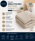 Tifschlaf Double Fitted Sheet Deep Pocket 16inch Beige Cream 135x190cm