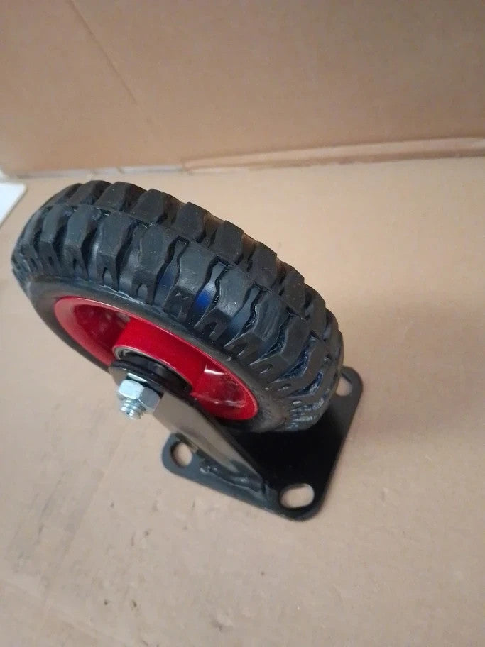 POWERTEC 6Inch Caster Wheels Heavy Duty Fixed Plate Casters Rubber Knobby New