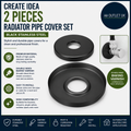 Create Idea 2 Pieces Radiator Pipe Cover Set Black Stainless Steel Angle Valves