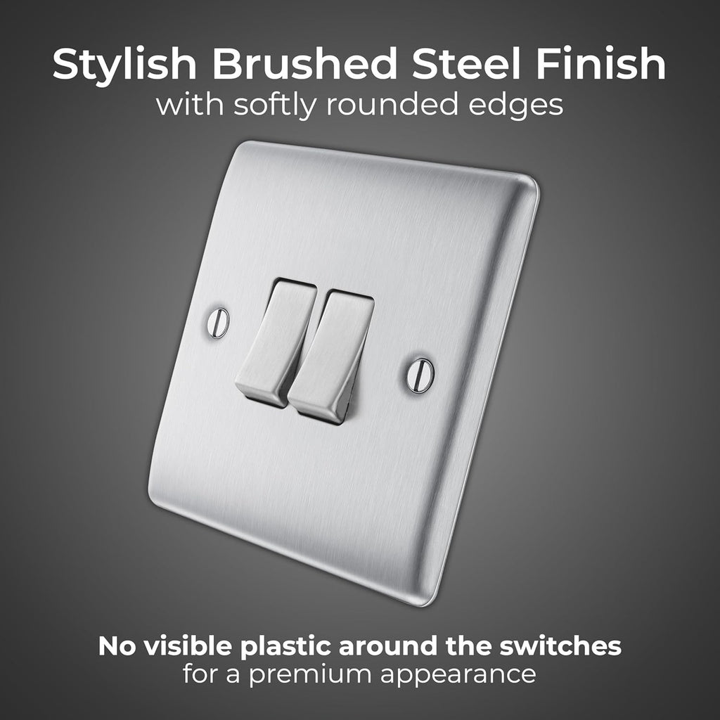 BG Electrical Double Wall Light Switch 2 Way Raised Slim Profile NBS42 20A New