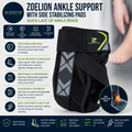Zoelion Ankle Support Side Stabilizing Pads Quick Lace Up Ankle Brace Large