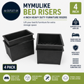 Mymulike Bed Risers 4Inch Heavy Duty Furniture Up to 6000Lbs Bed lifts