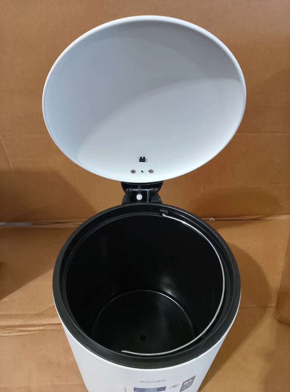 Addis 5L Bathroom Soft Close Pedal Stylish Compact Metal Waste Bin White Durable