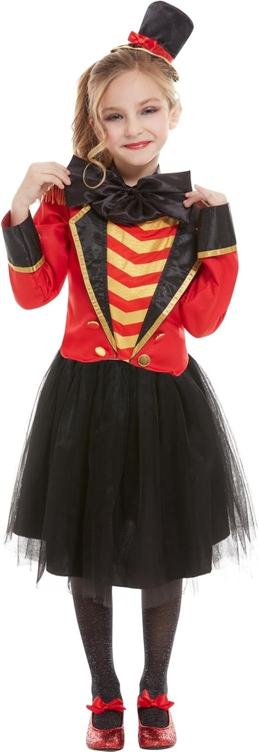Smiffys Deluxe Ringmaster Costume Red Jacket Mock Skirt Headband Small New