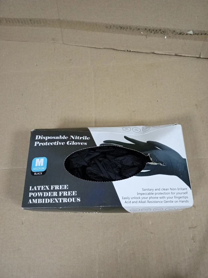 PRAIMA Black Nitrile Disposable Glove Medium Heavy Duty Durable Strong Latex New