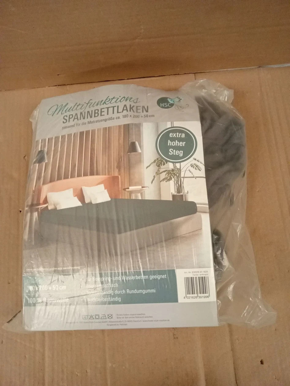 Amago Fitted Sheet 50cm Pocket 100% Cotton 180x200cm Anthracite 1 Piece