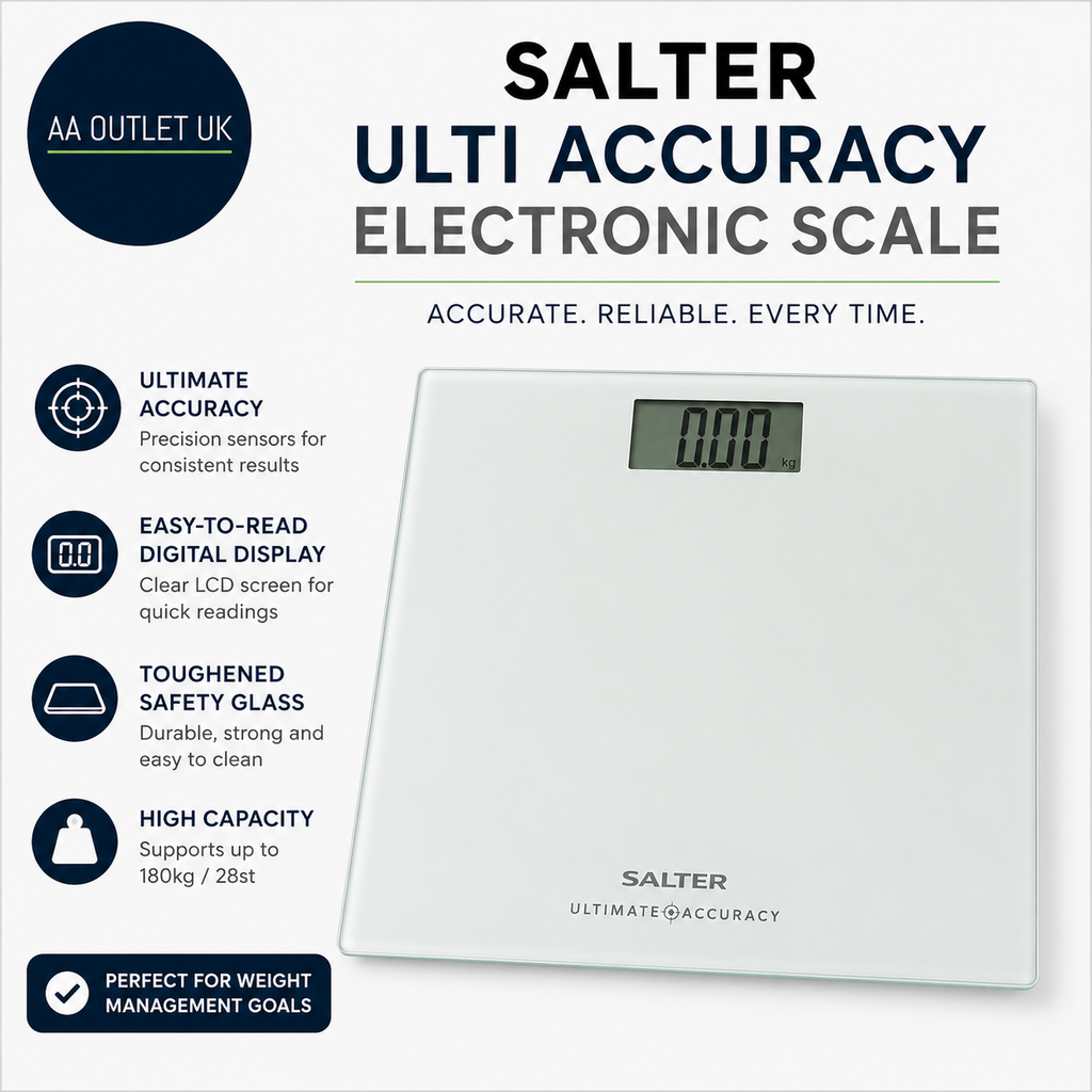 Salter Ultimate Accuracy Digital Bathroom Scales Toughened Glass Platform Silver