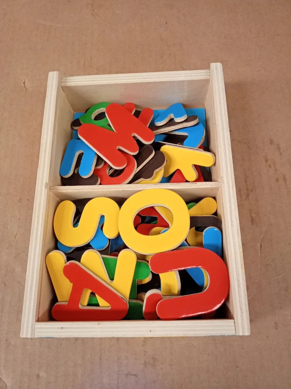 Melissa & Doug 52 Wooden Alphabet Magnets Box Uppercase Lowercase Letters Age 3+