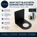 Heavy Duty Black Metal Bookend Shelf Divider Book Stop Support Steel L Shape New
