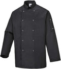 Portwest Suffolk Chefs Jacket Size Small Colour Black C833BKRS Pack 1 New